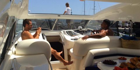 James Hill and friend Ibiza yachting