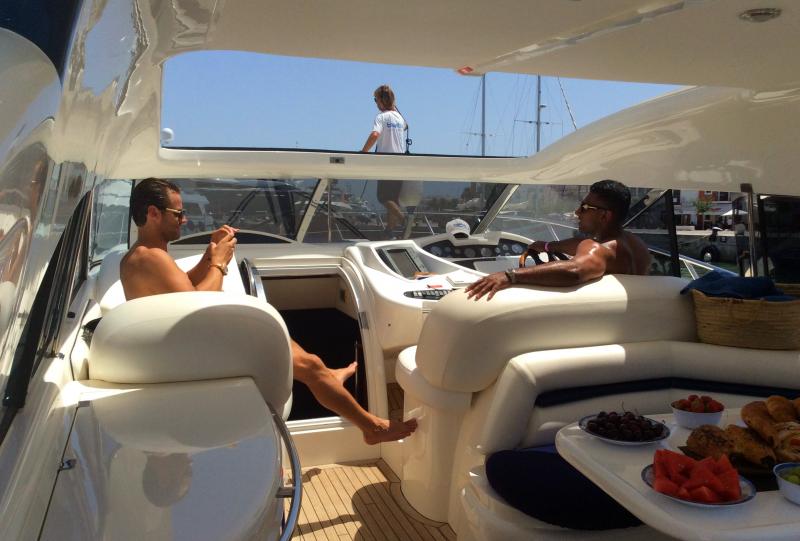 James Hill and friend Boats Ibiza Sunseeker Predator
