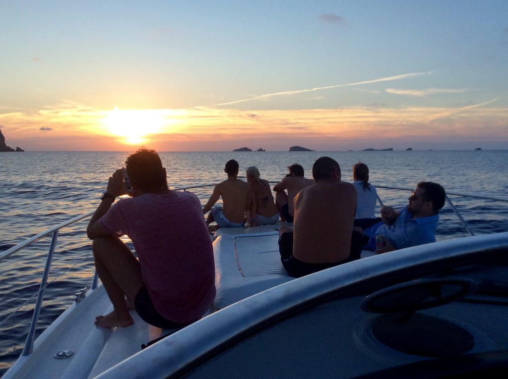 Ibiza sunset by boat