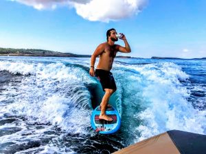 Ibiza boat trip wake surfing