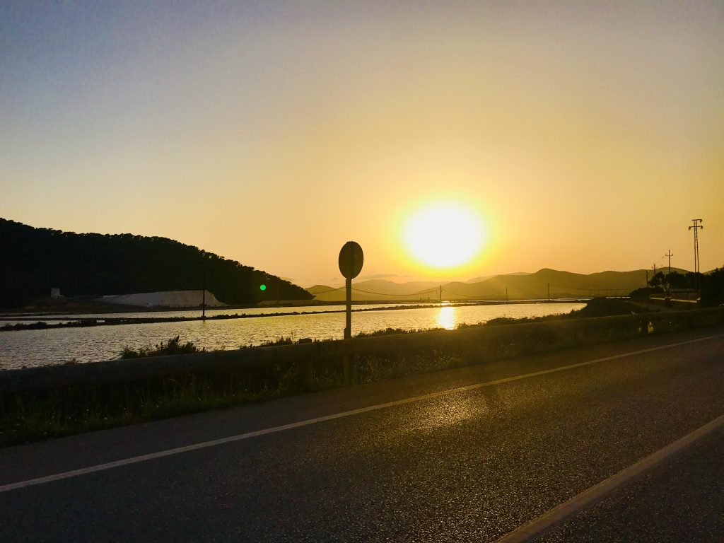 Las Salinas ibiza sunset over the salt plains